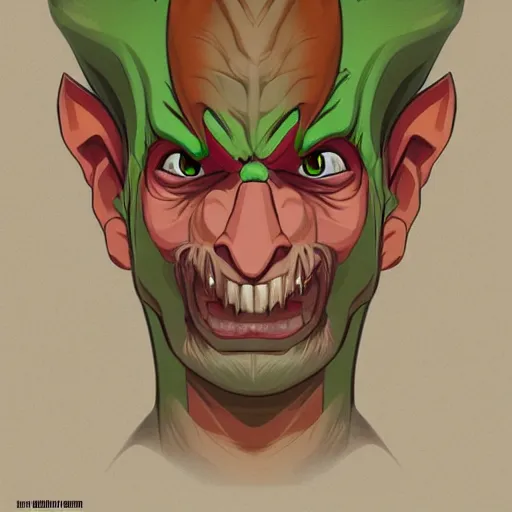 Prompt: cel - shaded portrait character art of goblin, art, key art, movie poster