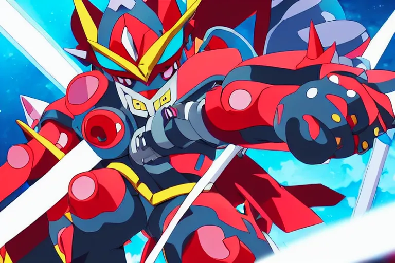 Image similar to gurren lagann, in the style of studio trigger, illustration, epic, hyper detailed, smooth, sharp focus, ray tracing