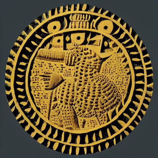 Prompt: logo of mesopotamia Lamassu,with circular ball,