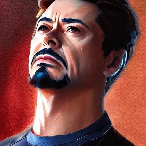 Image similar to concept art of tony stark, cinematic shot, painting by jama jurabaev, extremely detailed, brush hard, artstation, high quality, brush stroke