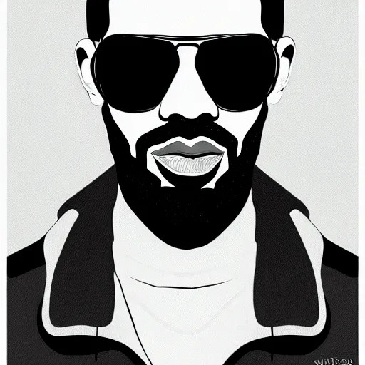 Prompt: Drake portrait, digital artwork by Victor Moscoso, trending on artstation