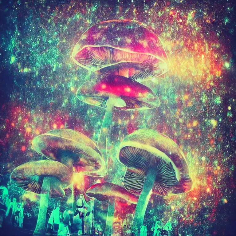 Image similar to double exposure of dally life, symbols of live, explosion, cyber mushroom city, love is the most relevant theme, love is infinity, love is begin of all, 8 k resolution, artistic mode, artistic, trending on instagram, long exposure, love art, serious, fantasy and dreams vibes, mushrooms style and macro style, colorful picture