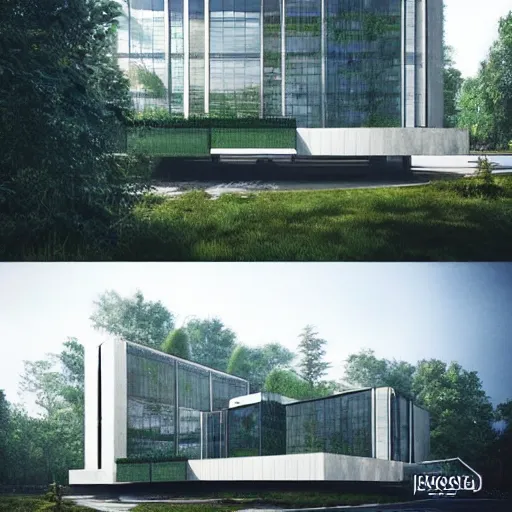 Prompt: mansion in the forest, multi store building, huge building, windows, photorealistic, modern architecture, pinterest, render, unreal engine, exterior