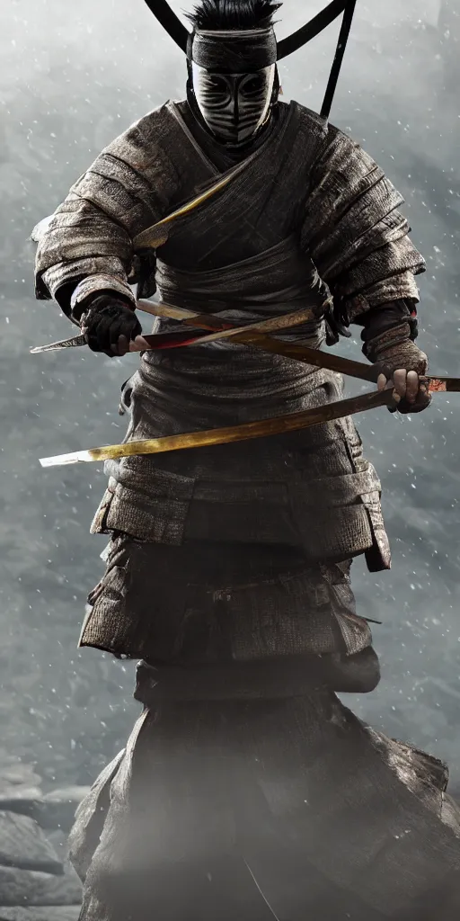 Image similar to shinobi warrior from ghost of tsushima, realistic, cinematic lighting, native japanese