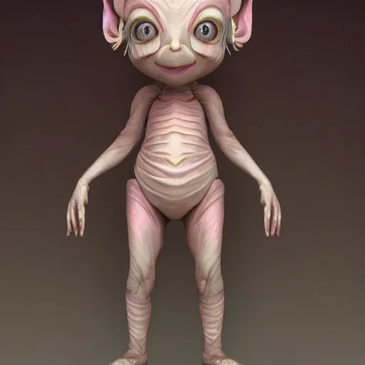 Image similar to A full body shot of a cute and mischievous huggy-wuggy from poppy-playtime the video game. Fancy Dress. Subsurface Scattering. Translucent Skin. Rainbow palette. defined facial features, symmetrical facial features. Opalescent surface. beautiful lighting. By Giger and Ruan Jia and Artgerm and WLOP and William-Adolphe Bouguereau. Photo real. Hyper-real. Photorealism. Fantasy Illustration. Sailor Moon hair. Masterpiece. trending on artstation, featured on pixiv, award winning, cinematic composition, dramatic pose, sharp, details, Hyperrealism, HD, HDR, 4K, 8K.