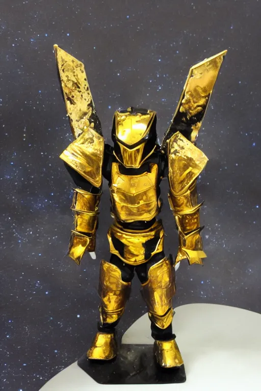 Image similar to galaxy warrior wearing gold and black armor