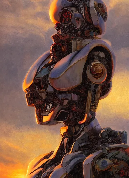 Prompt: biblical shy beautiful female mecha mage android robot, jump, rollerblades, heavy eyes to the side, closeup, bright glowing veins, in clouds, sunset, portrait, by gerald brom, by mikhail vrubel, by peter elson, muted colors, extreme detail, reflections, trending on artstation, 8 k