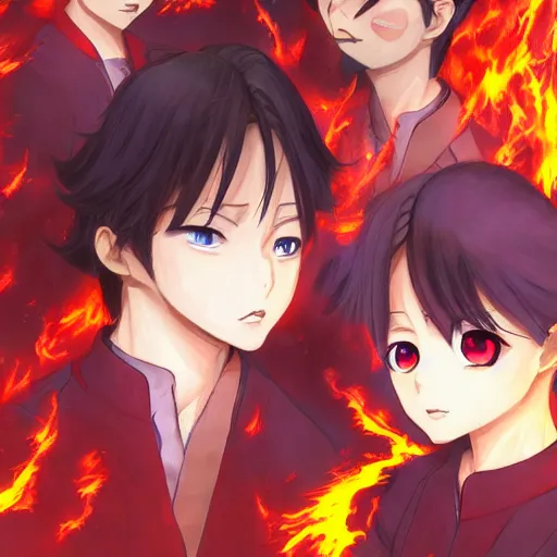 Prompt: portrait of the flames of god, anime fantasy illustration by tomoyuki yamasaki, kyoto studio, madhouse, ufotable, trending on artstation