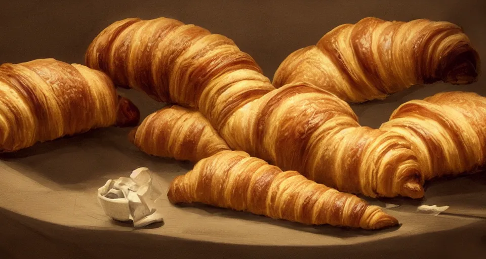 Image similar to croissants croissants croissants croissants leading the french revolution, dramatic lighting, concept art, trending on artstation, 8 k