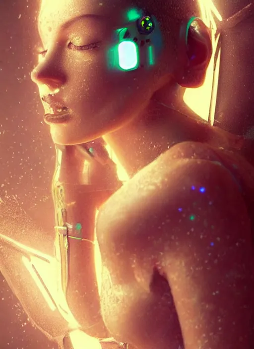 Image similar to a sensual caucasian female humanoid with freckles, cyber neon lighting, futurism, intricate futuristic jewelry accessories, cyberpunk high fashion, profile posing, hyper photorealistic, crispy quality, digital photography, trending in artstation, trending in pinterest, cinematic, 4 k ultra hd, art by pascal blanche, art by greg rutkowski,