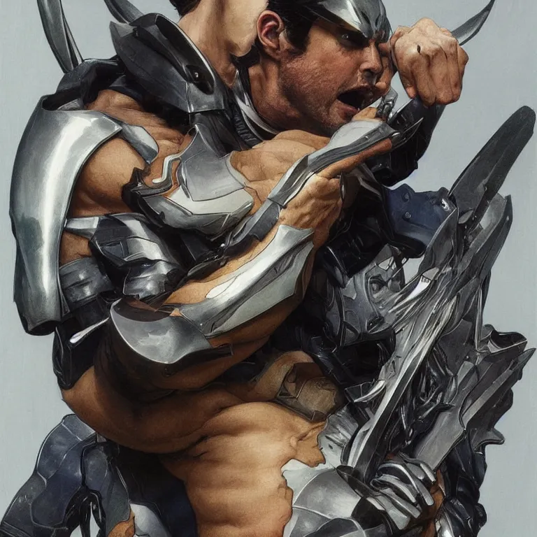 Image similar to Karl Urban as Wolverine, highly detailed, digital painting, artstation, concept art, smooth, sharp focus, illustration, ArtStation, art by artgerm and greg rutkowski and alphonse mucha and J. C. Leyendecker and Edmund Blair Leighton and Katsuhiro Otomo and Geof Darrow and Phil hale and Ashley wood and Ilya repin and Charlie Bowater