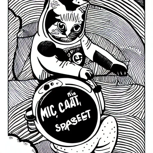Image similar to mcbess illustration of a cat in a spacesuit