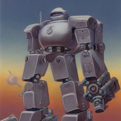 Prompt: combat mecha by gerald brom, fernando botero