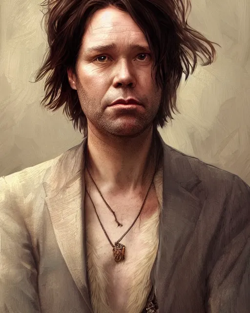 Prompt: character portrait of rufus wainwright, intricate, wild, highly detailed, digital painting, artstation, upper body, concept art, smooth, sharp focus, illustration, art by artgerm and greg rutkowski and alphonse mucha