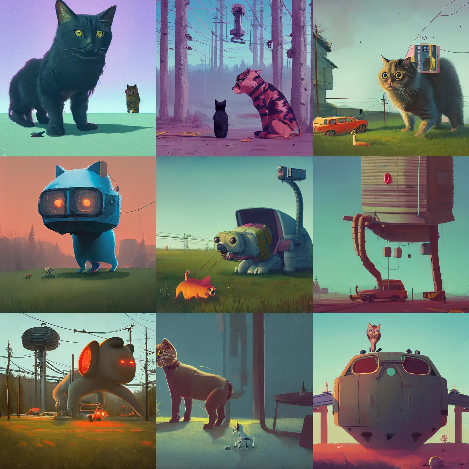 Prompt: simon by cute stalenhag cat