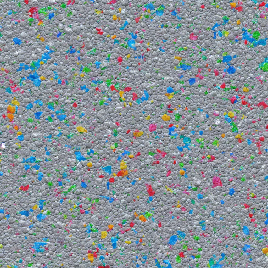 Image similar to a texture of white and very small colorful recycled plastic texture, sustainable materials, texture for 3 d, pet, hdpe, ldpe, pp, ps, pvc, pbr, pbr texture, cg, 3 d, rendering, unreal engine, cryengine