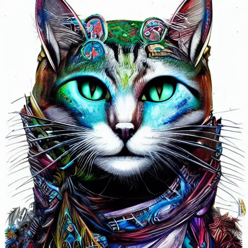 Image similar to cat face shaman by android jones