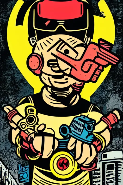 Image similar to fallout 7 6 retro futurist illustration art by butcher billy, sticker, colorful, illustration, highly detailed, simple, smooth and clean vector curves, no jagged lines, vector art, smooth andy warhol style