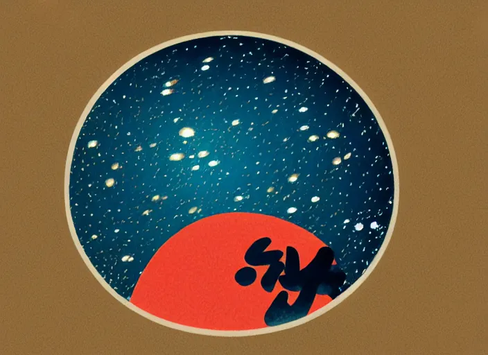 Prompt: a minimalistic ukiyo - e sticker illustration of a galaxy, artstation, 4 k