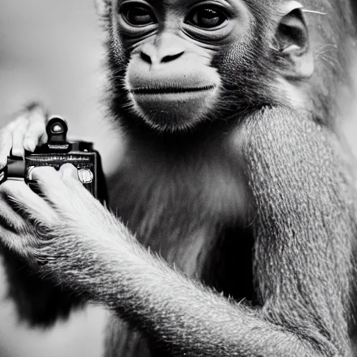 Image similar to Portrait of a monkey holding a camera