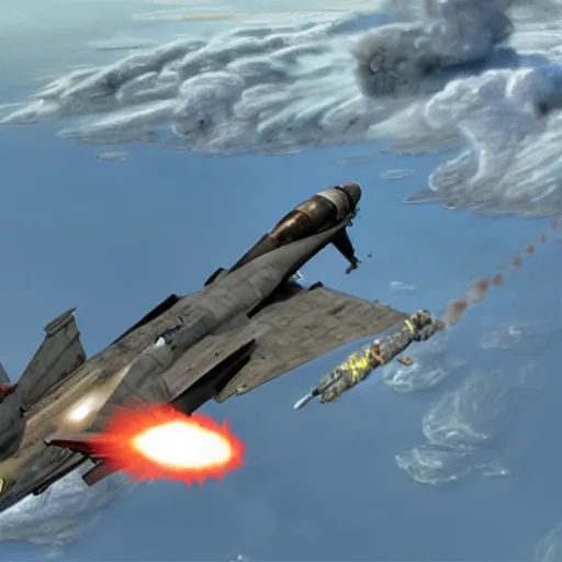 Prompt: a dwarf in a fighter jet firing a sidewinder missile at a dragon, realistic, action, high quality