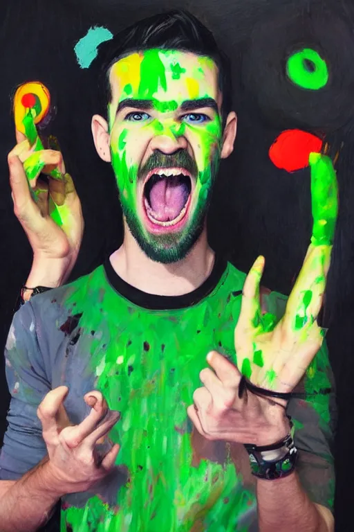 Image similar to Sean McLoughlin, jacksepticeye, irish youtuber, solo portrait, yelling really loud 🎨🖌️