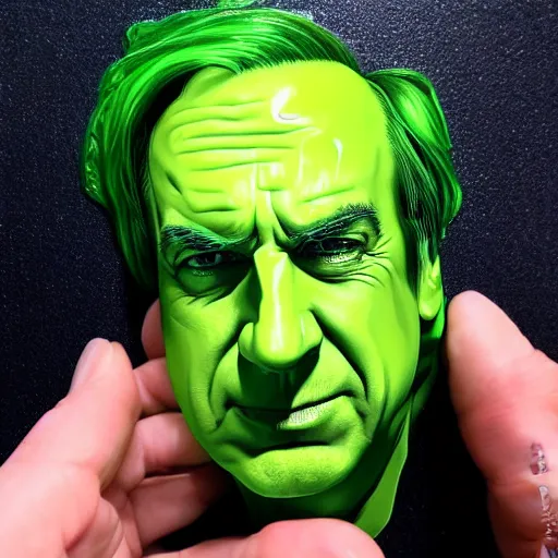 Image similar to Saul Goodman melting into green ooze by Artgerm, watery, disgusting