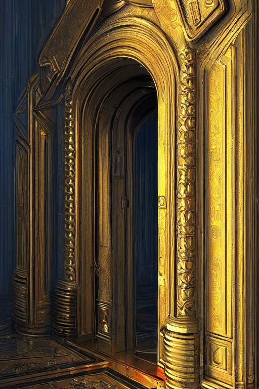 Image similar to hyper realistic ornate sci - fi double door by darek zabrocki