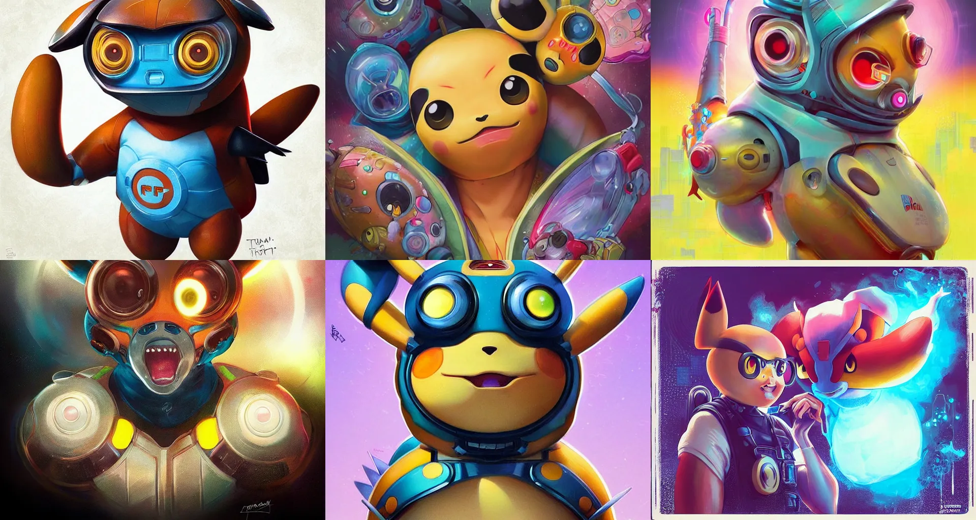 Image similar to lofi BioPunk Pokemon Pikachu portrait Pixar style by Tristan Eaton_Stanley Artgerm and Tom Bagshaw,