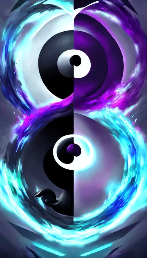 Image similar to Abstract representation of ying Yang concept, by League of Legends concept artists