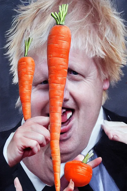 Prompt: portrait of a carrot with boris johnson's head