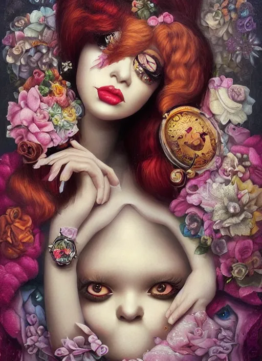 Image similar to pop surrealism, lowbrow art, realistic cute oprah winfrey painting, japanese street fashion, hyper realism, muted colours, rococo, natalie shau, loreta lux, tom bagshaw, mark ryden, trevor brown style,