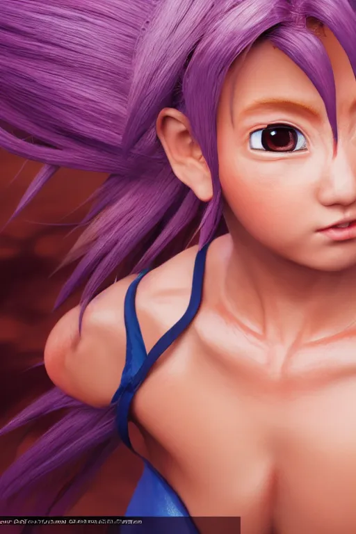 Prompt: photorealistic high resolution 3d render of kawaii female goku, unreal engine 5, trending on artstation, volumetric lighting, subsurface scattering, highly detailed realistic human skin texture