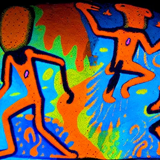 Image similar to psychedelic trip, paleolithic cave painting