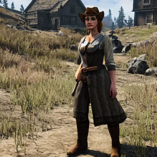 Prompt: Sadie from Red Dead Redemption 2 in Skyrim