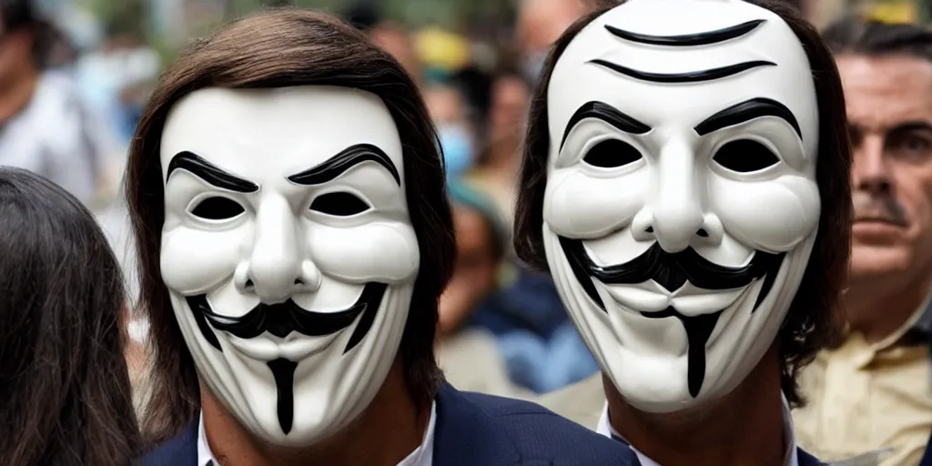 Image similar to anonymous mask, bolsonaro model