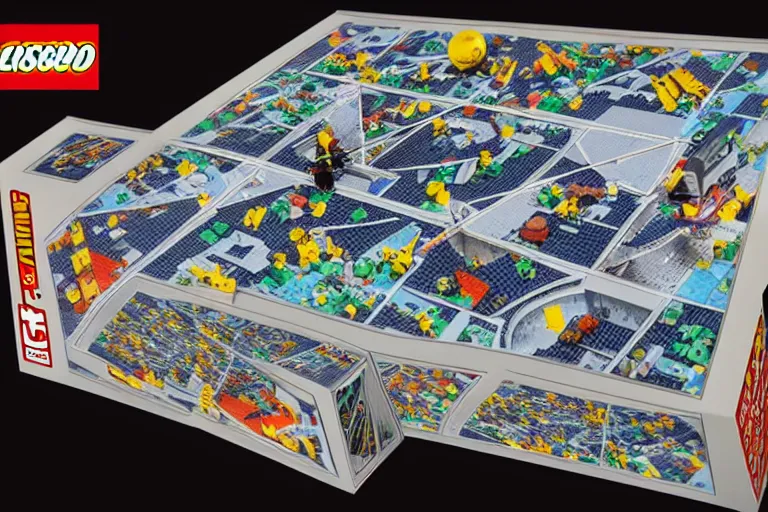 Image similar to mc escher triangle planetoid 1 9 8 5 lego set