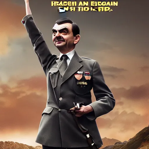 Image similar to mr bean as epic war hero, movie poster, 8 k hd,