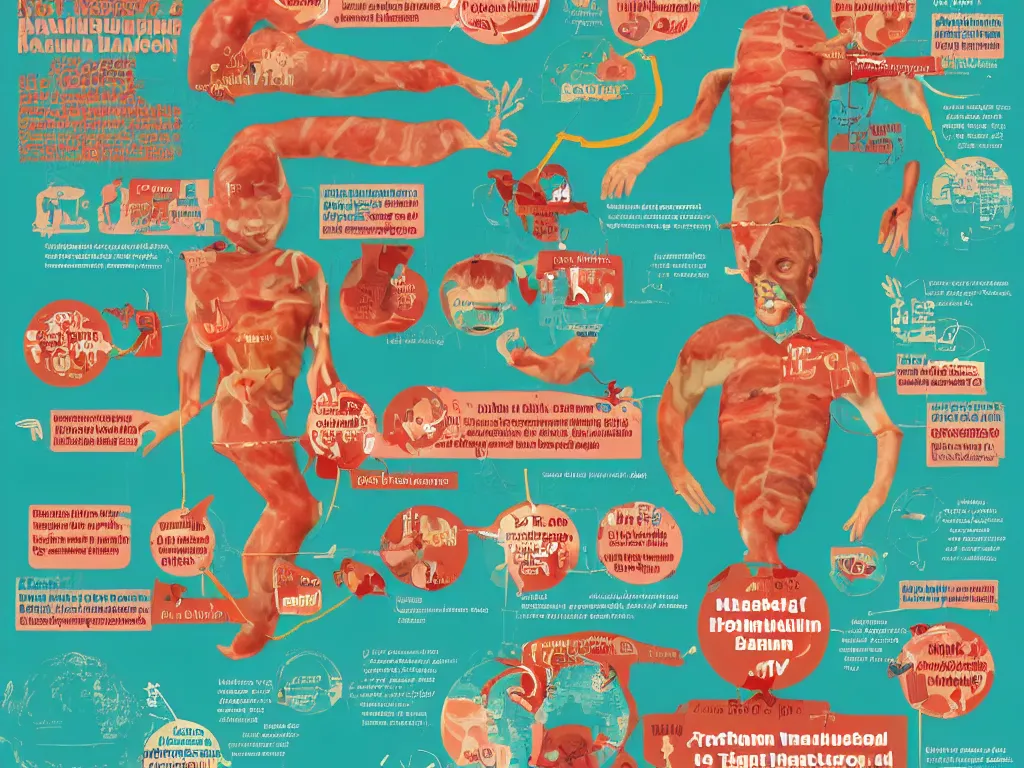 Image similar to infographic detailing the process of manufacturing human bacon