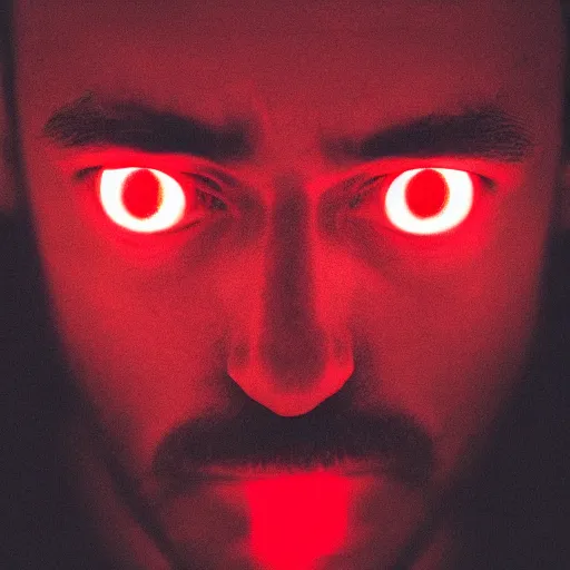 Image similar to a man with red glowing eyes