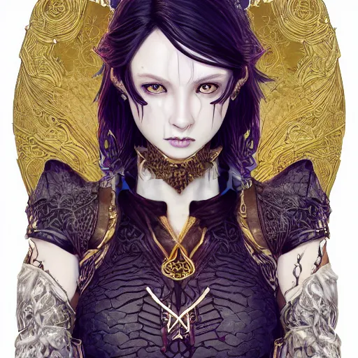 Image similar to the portrait of a dark and beautiful sorceress, fantasy type modern crop top, gorgeous, young girl, ultra fine hyperdetailed illustration by kim jung ji, intricate linework, bright colours, octopath traveler, final fantasy, unreal engine 5 highly rendered, detailed, 8 k