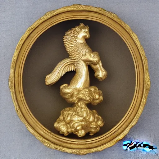 Prompt: a celestial griffin, full body, in a rounded frame