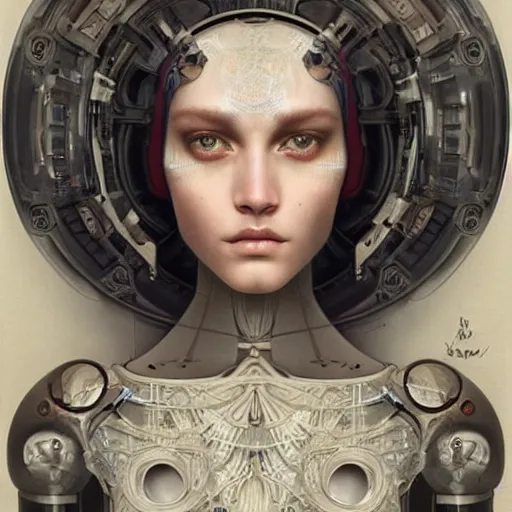 Prompt: humanoid robot, highly detailed, expressive eyes, beautiful symmetric body, perfect proportions, highly intricate, 8 k, art by tom bagshaw and alex gray