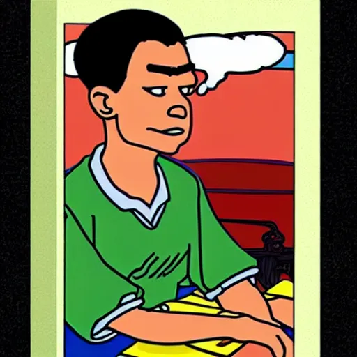 Image similar to chinese boy with buzz cut, simpsons style