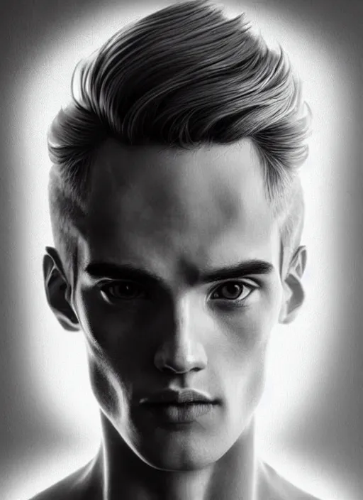 Image similar to a highly detailed long shot photo of masculin male face portrait, futurism, rococo cyber neon lighting, detailed futuristic fibonacci jewelry, profile posing, hyper photorealistic, crispy quality, digital photography, trending in pinterest, cinematic, 4 k ultra hd, art by pascal blanche, art by greg rutkowski, art by artgerm,