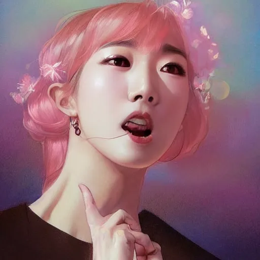 Image similar to portrait of kpop idol, expressive pose, lively expression, a pastel by chip zdarsky, trending on pinterest, mingei, full body, stylish, intricate, elegant, rose tones, highly detailed, digital painting, artstation, concept art, smooth, sharp focus, illustration, art by artgerm and greg rutkowski and alphonse mucha