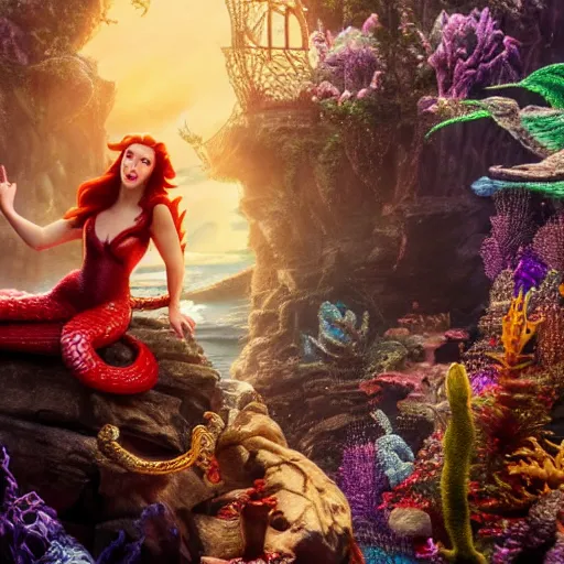 Prompt: nicholas cage starring in the little mermaid, fairy tale, stunning, surrounding cinematic light, hyper detailed, ornate and intricate, 4 k cinematic octane render