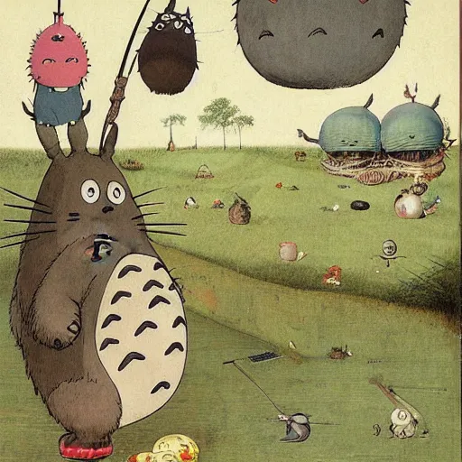 Image similar to my neighbor totoro by hieronymus bosch