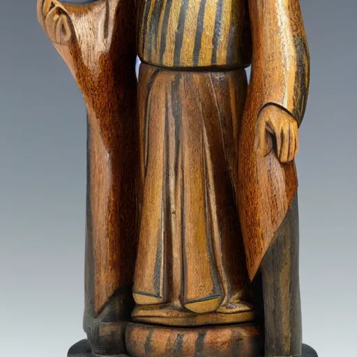 Image similar to andrej babis epic wooden statue painted in style of josef lada, high detail