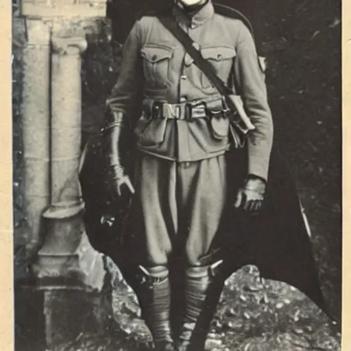 Prompt: vintage photo of WWI Batman